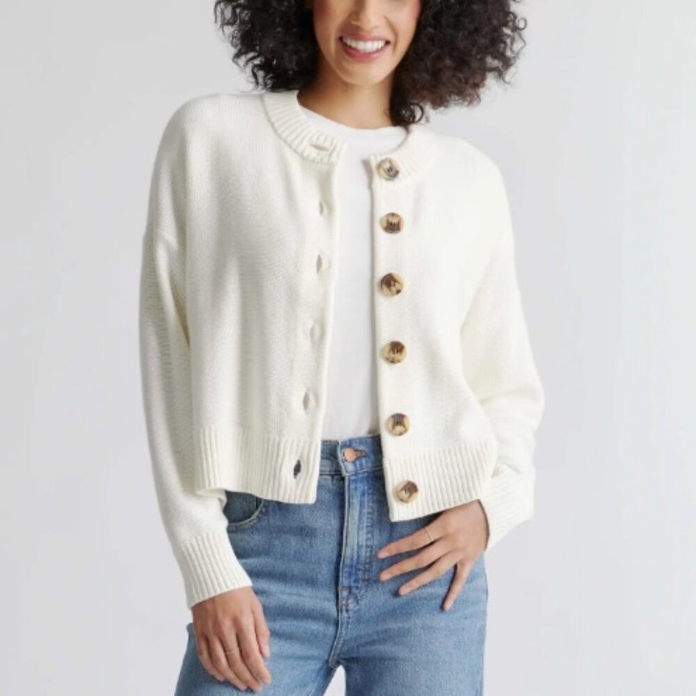Quince 100% Organic Cotton Cropped Cardigan